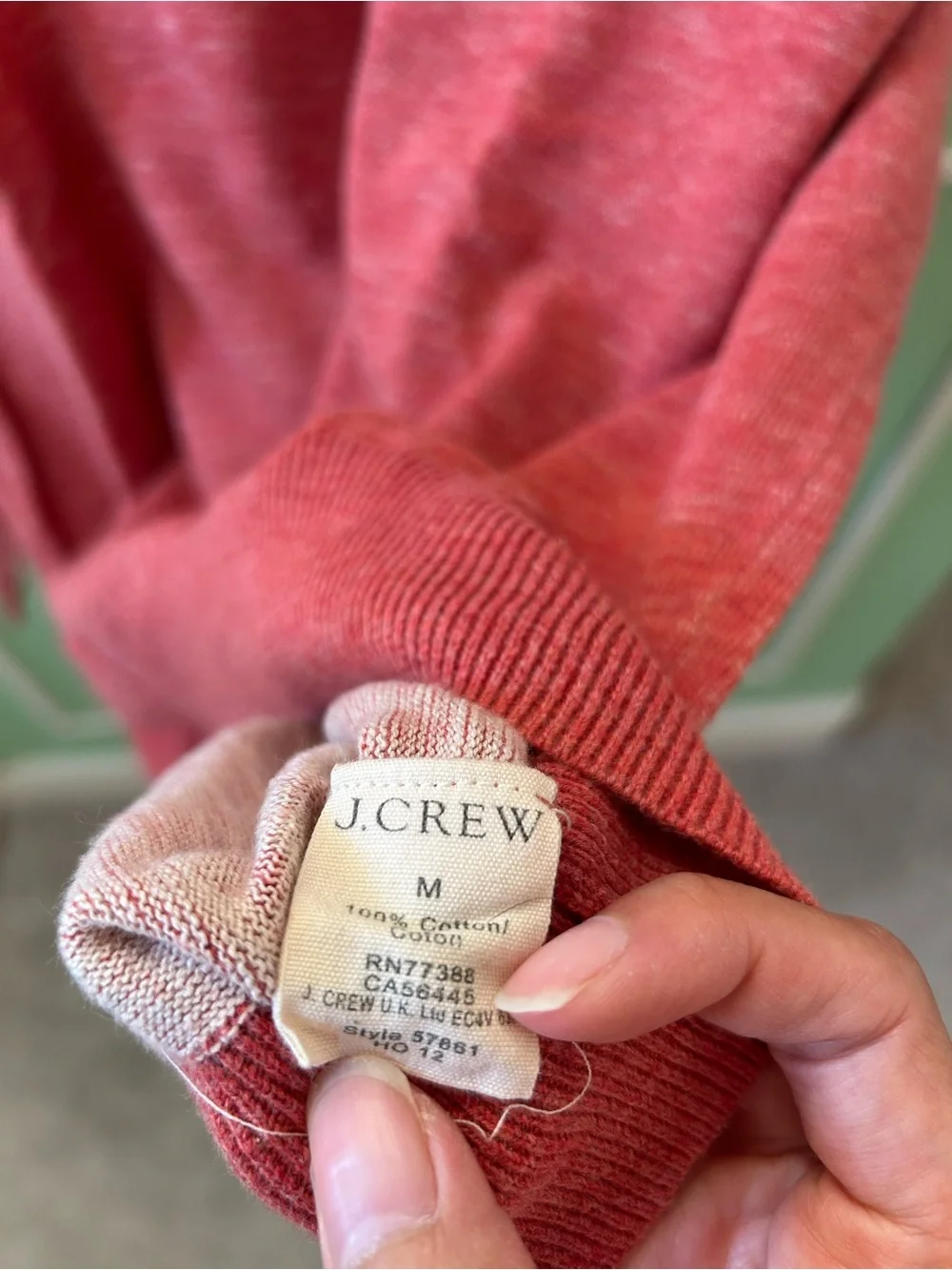 J. Crew Men's Heathered Coral Crewneck Sweatshirt
